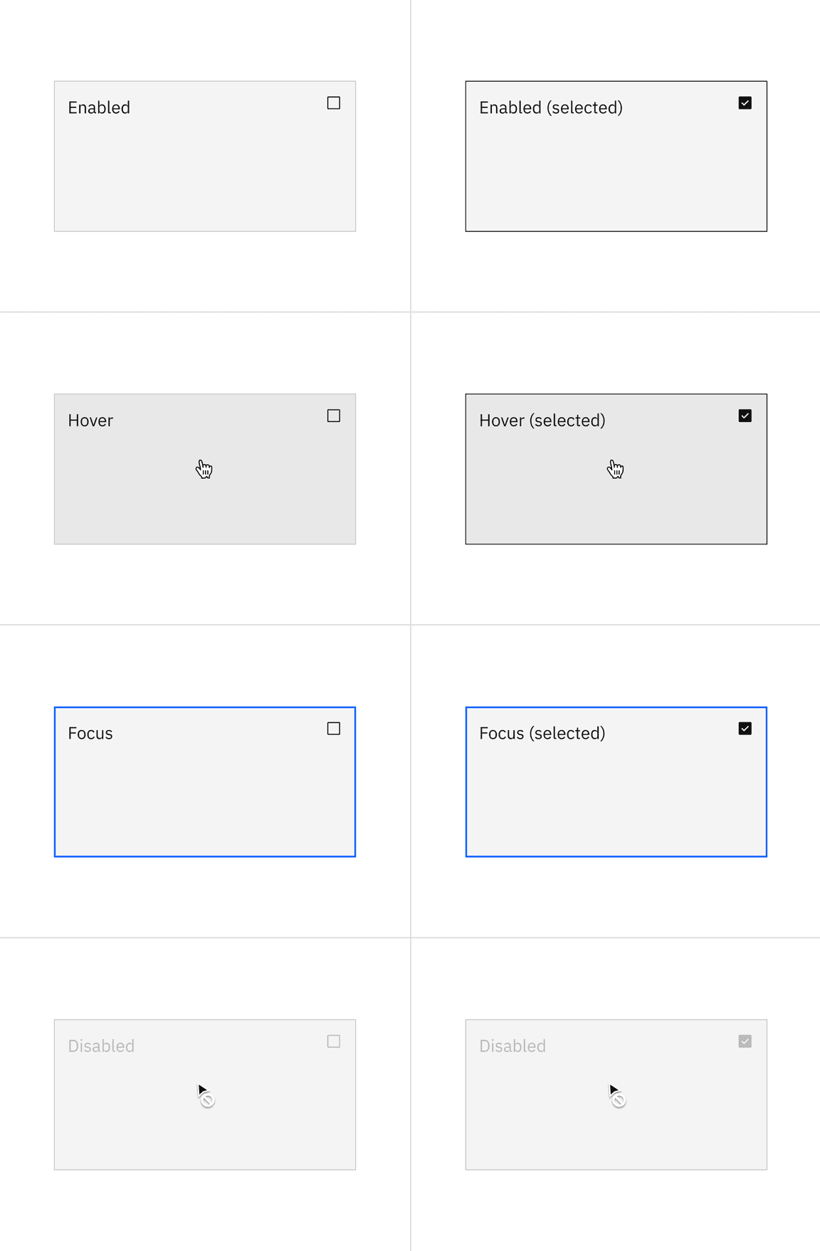 States of the multi-select tile